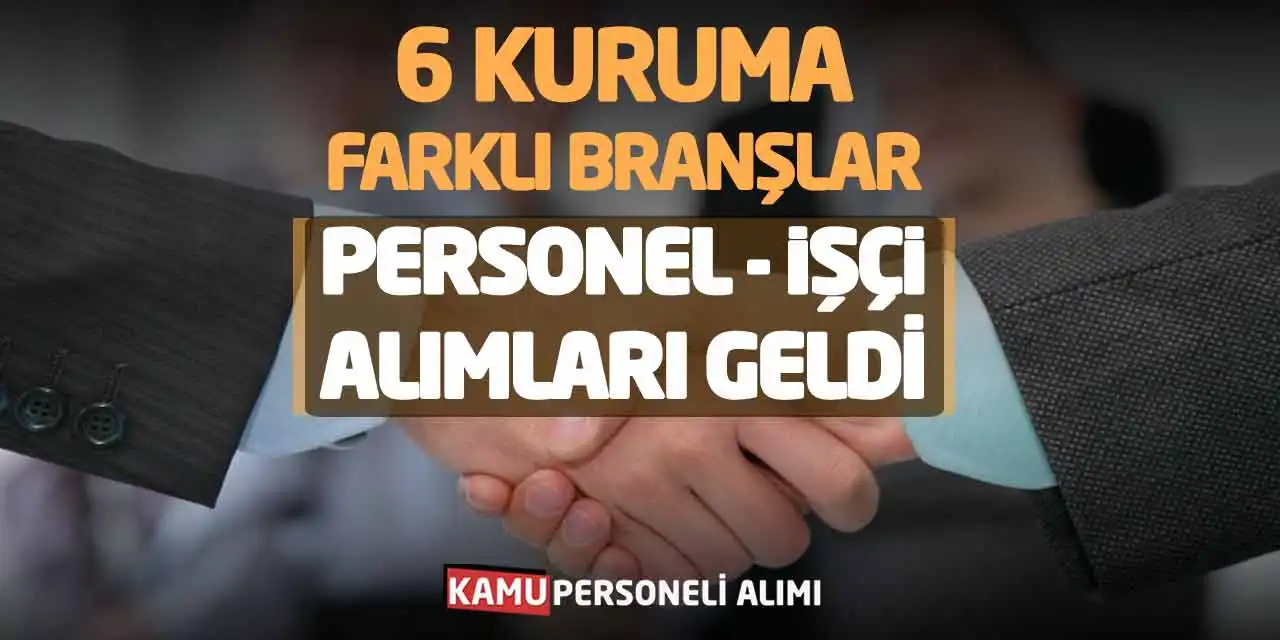 6 Kuruma Farklı Branşlar Personel İşçi Alımları Geldi