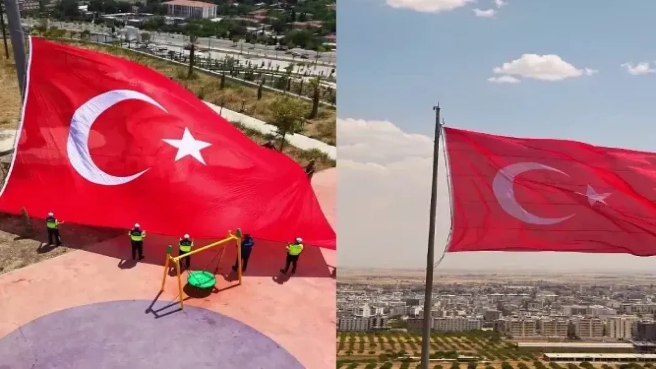 Şanlıurfa'da yıpranan şanlı Türk bayrağı yeniden göndere çekildi